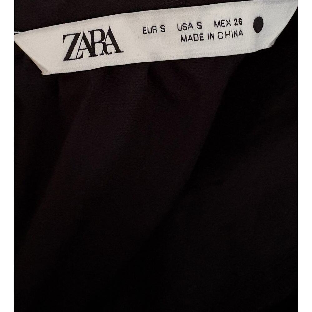 Zara Black Cotton Poplin Midi Dress Cut Out Tie Back Pockets Strappy Sundress S - Picture 10 of 14